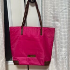 Dooney & Bourke Pink and Brown Tote Bag with Leather Straps